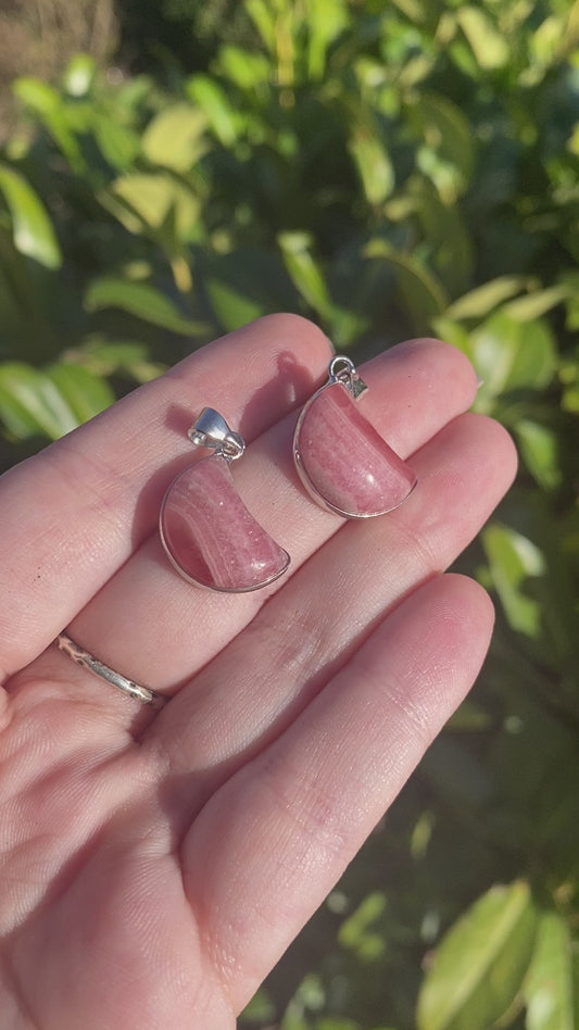 Rhodochrosite Half Moon Pendant (RARE)