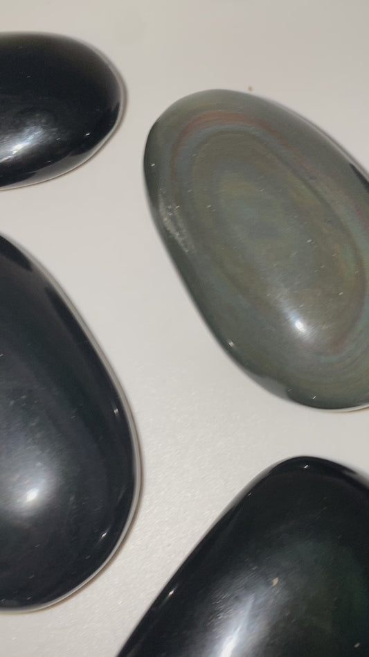 Rainbow Obsidian Palms and Hearts