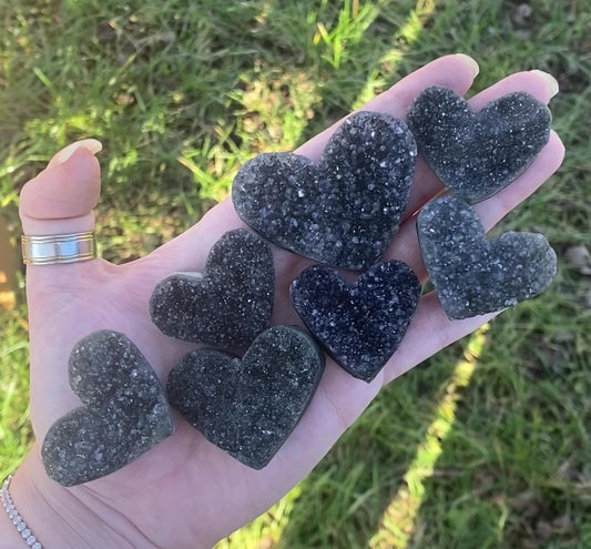 Black Amethyst Hearts