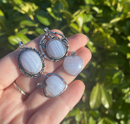 BlueLace Agate Pendants (RARE)