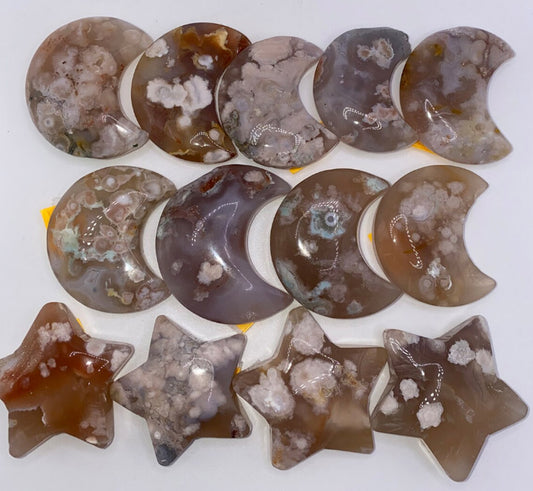 Flower Agate Stars & Moons