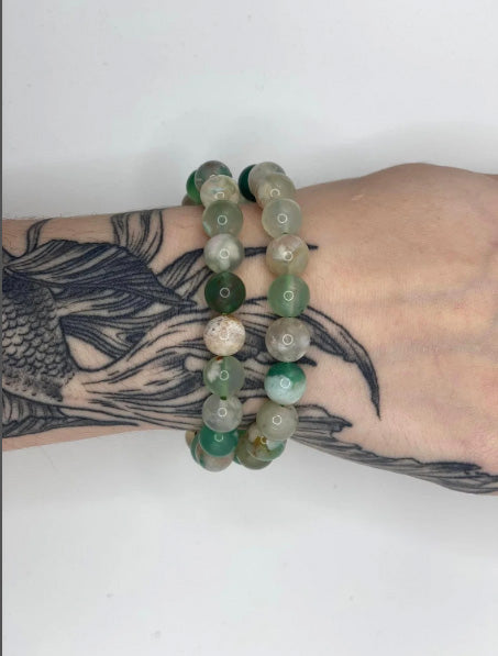 Rare Green Flower Agate Bracelets