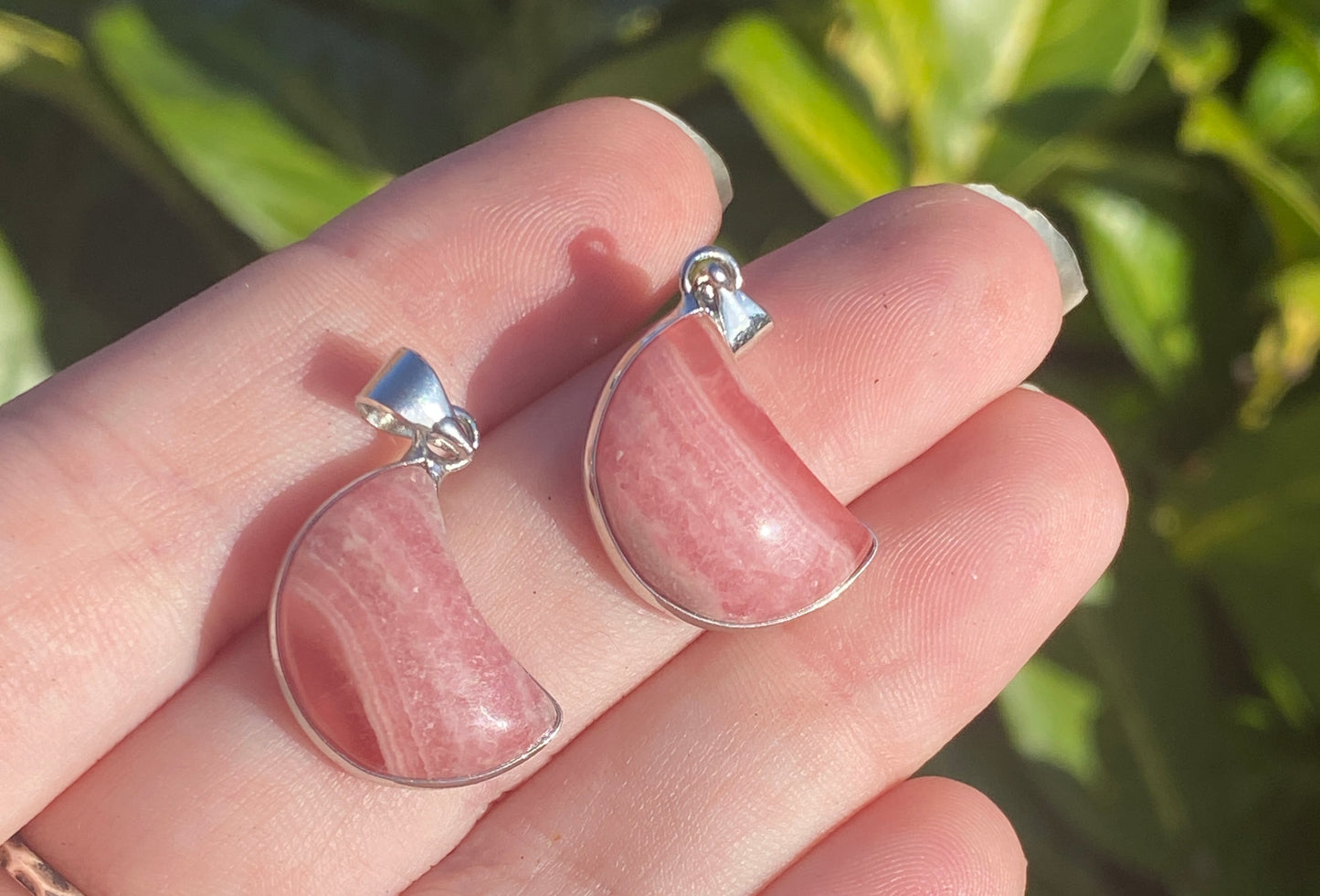 Rhodochrosite Half Moon Pendant (RARE)