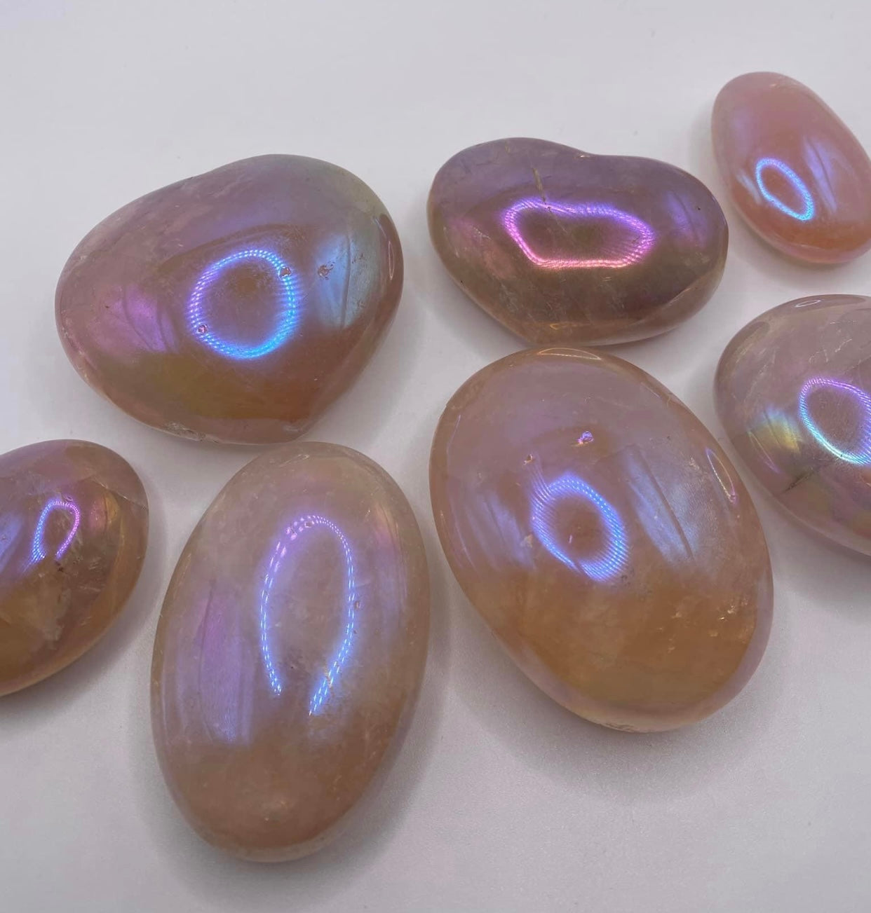 Aura Rose Quartz Palm stones and Hearts