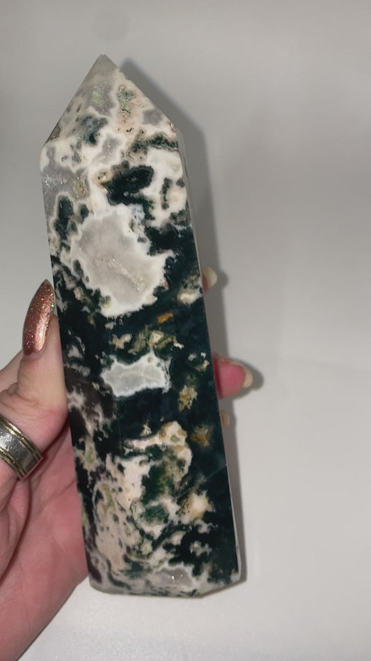 Moss Agate Large Towers