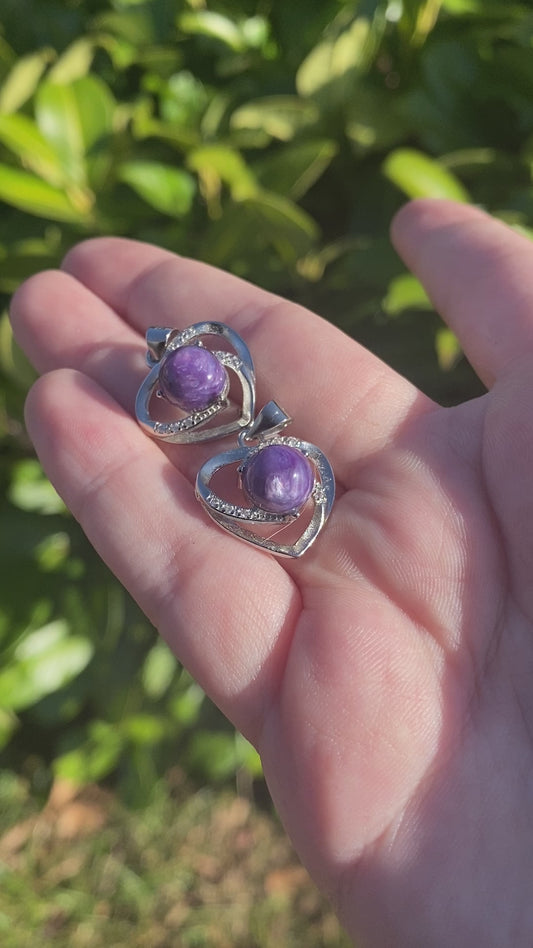 Sterling Silver Charoite Pendants (RARE)