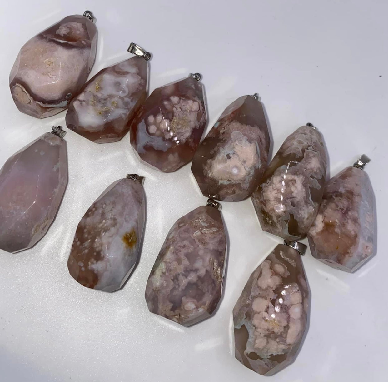 Flower agate pendants