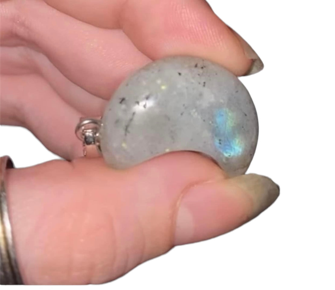 Labradorite moon pendant