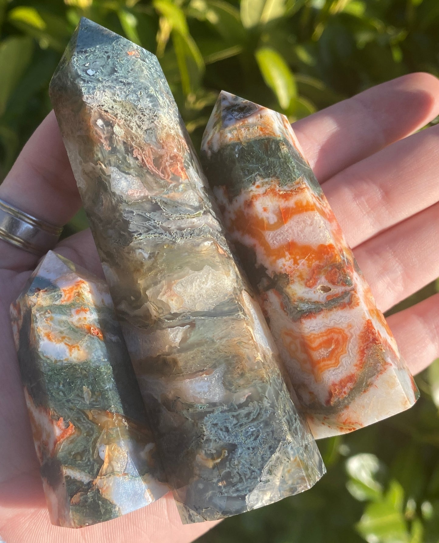 Moss Agate X Carnelian Towers