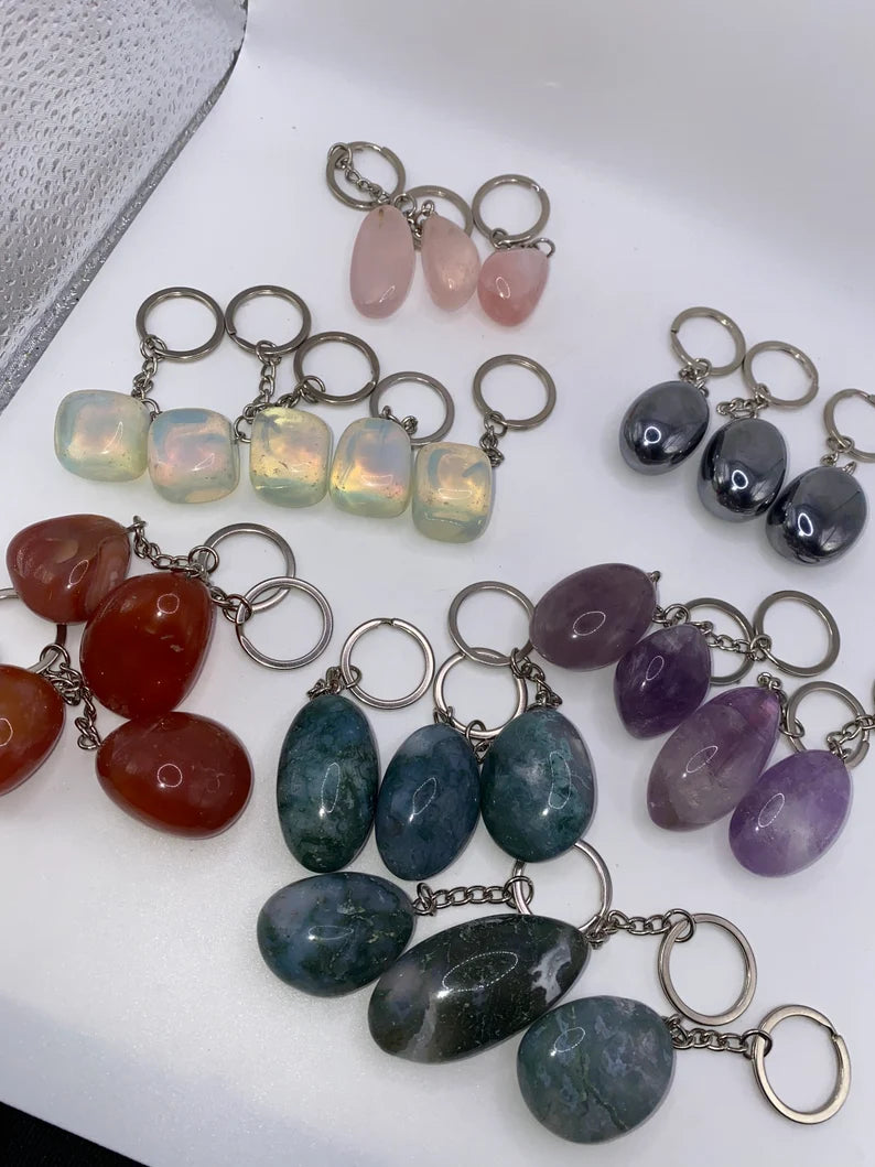 Tumbled Crystal Keychains