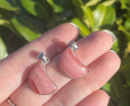 Rhodochrosite Half Moon Pendant (RARE)