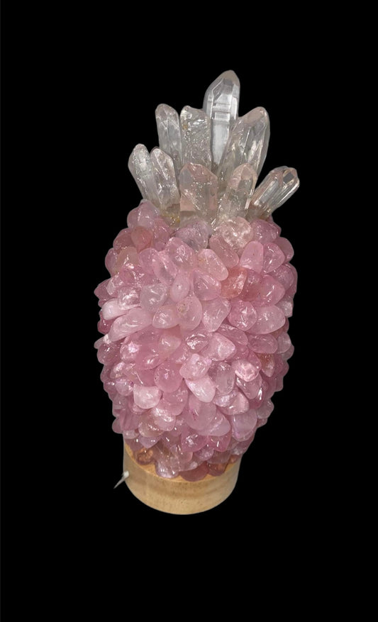 Rose Quartz Pineapple Lamp