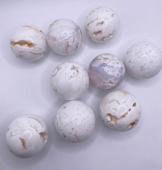 Snow Plume Agate Spheres full of Druzies (RARE)