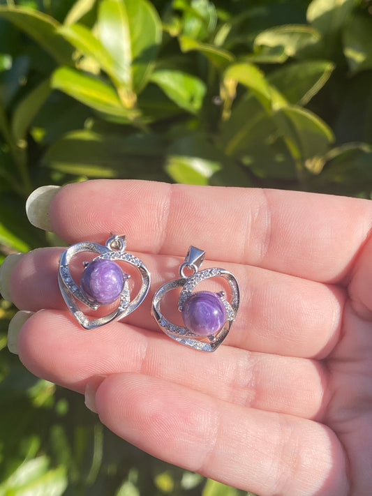 Sterling Silver Charoite Pendants (RARE)